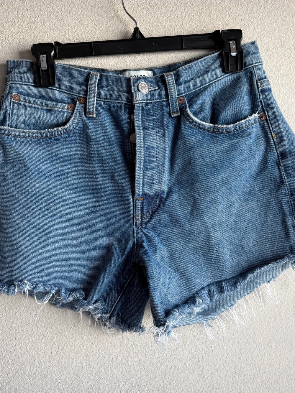 Agolde Blue Jean Denim Cutoff Raw Hem Shorts